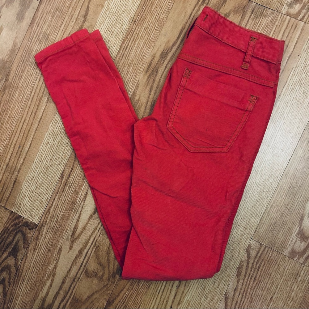 Free People Red Corduroy Pants Straight Leg Size 25 - Picture 7 of 12